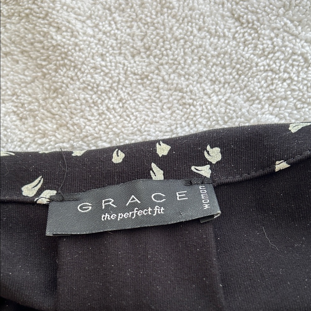 Grace Black and White Leaf Pattern Open Cardigan - image 2